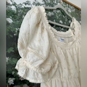 Old Navy Cream Embroidered Detail Prairie Dress Size Large